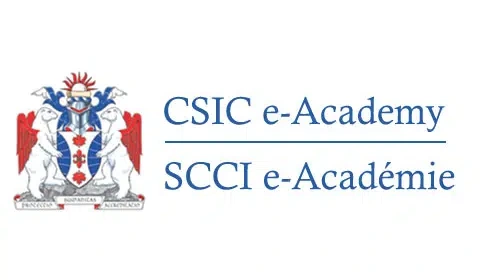CSIC e-Academy and SCCI e-Academie logo highlighting professional immigration education and training credentials.
